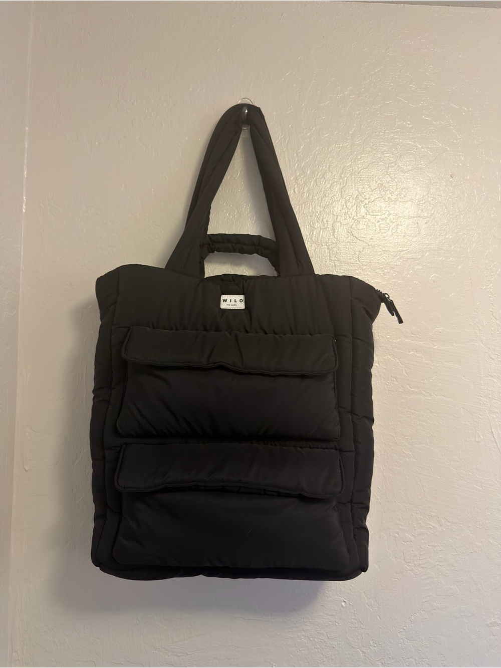 WILO The Label Quilted Puffer Tote in Black